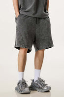 Acid Wash Side Stripe Shorts - Dark Gray