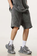 Acid Wash Side Stripe Shorts - Dark Gray