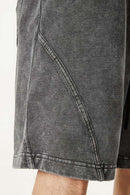 Acid Wash Side Stripe Shorts - Dark Gray