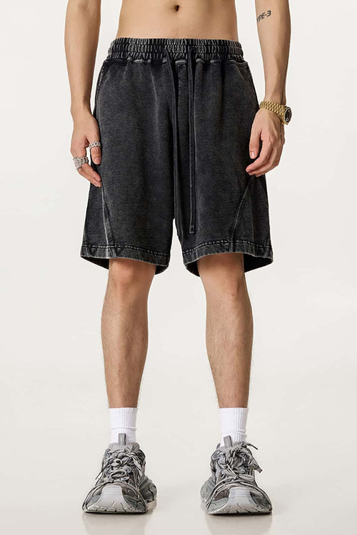 Acid Wash Side Stripe Shorts - Fried Snowflakes