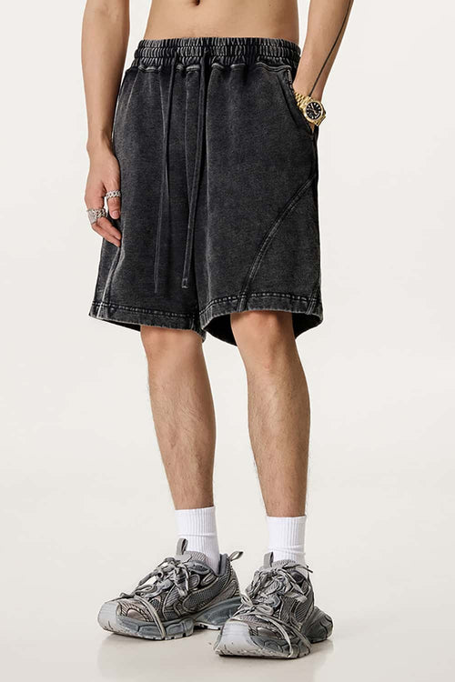 Acid Wash Side Stripe Shorts - Fried Snowflakes