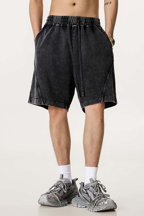 Acid Wash Side Stripe Shorts - Fried Snowflakes