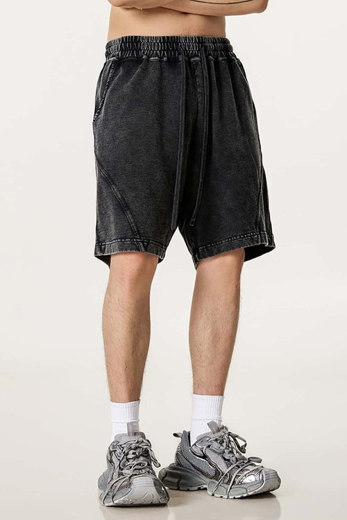 Acid Wash Side Stripe Shorts - Fried Snowflakes