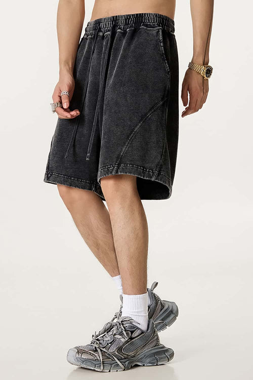 Acid Wash Side Stripe Shorts - Fried Snowflakes