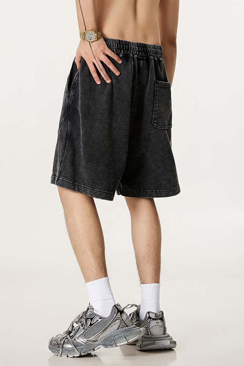 Acid Wash Side Stripe Shorts - Fried Snowflakes