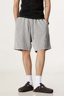 Acid Wash Side Stripe Shorts - Medium Gray