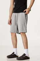 Acid Wash Side Stripe Shorts - Medium Gray