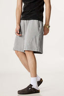Acid Wash Side Stripe Shorts - Medium Gray
