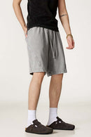 Acid Wash Side Stripe Shorts - Medium Gray