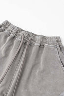 Acid Wash Side Stripe Shorts - Medium Gray
