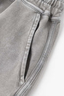 Acid Wash Side Stripe Shorts - Medium Gray
