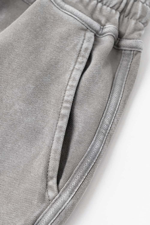 Acid Wash Side Stripe Shorts - Medium Gray