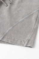 Acid Wash Side Stripe Shorts - Medium Gray