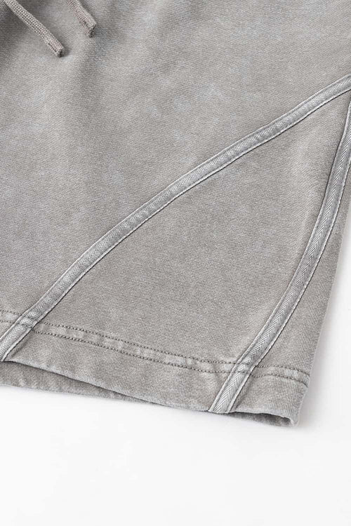 Acid Wash Side Stripe Shorts - Medium Gray