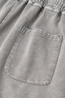 Acid Wash Side Stripe Shorts - Medium Gray