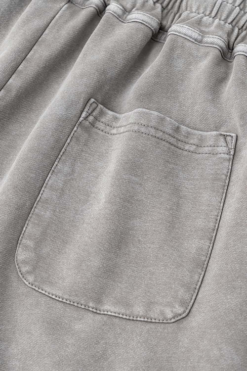 Acid Wash Side Stripe Shorts - Medium Gray