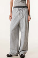Panel-Waist Wide-Leg Sweatpants - Flower Gray
