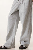 Panel-Waist Wide-Leg Sweatpants - Flower Gray