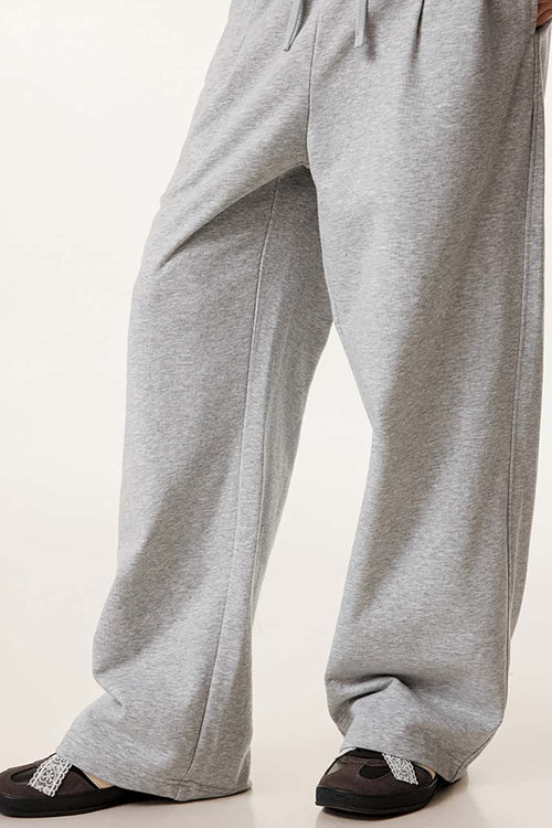 Panel-Waist Wide-Leg Sweatpants - Flower Gray