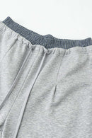 Panel-Waist Wide-Leg Sweatpants - Flower Gray
