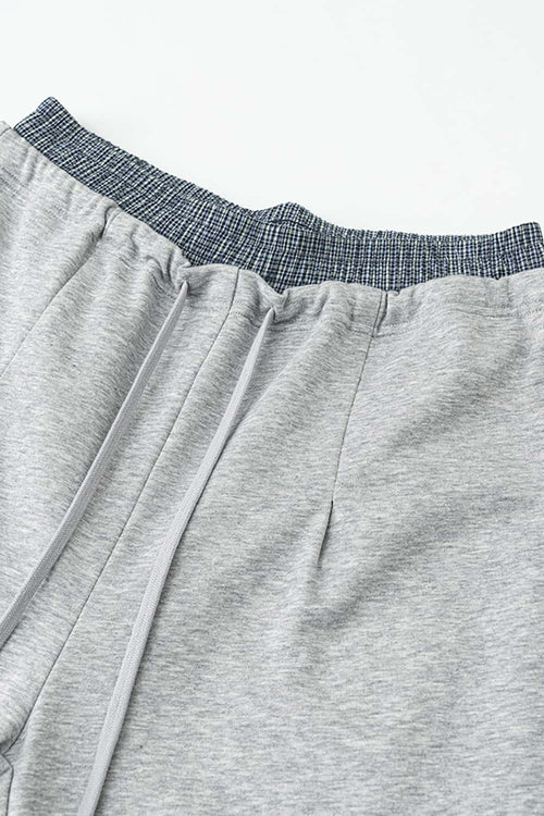 Panel-Waist Wide-Leg Sweatpants - Flower Gray
