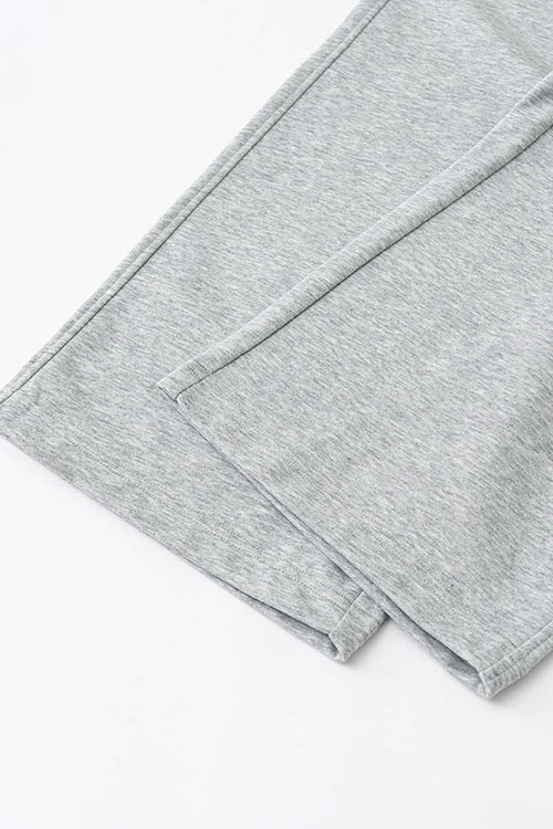 Panel-Waist Wide-Leg Sweatpants - Flower Gray
