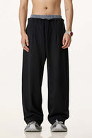 Panel-Waist Wide-Leg Sweatpants - Metallic Black