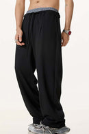 Panel-Waist Wide-Leg Sweatpants - Metallic Black
