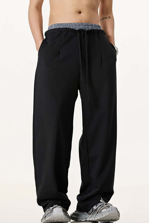 Panel-Waist Wide-Leg Sweatpants - Metallic Black