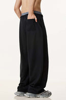 Panel-Waist Wide-Leg Sweatpants - Metallic Black