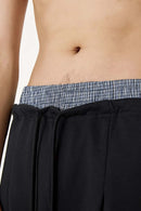Panel-Waist Wide-Leg Sweatpants - Metallic Black