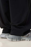 Panel-Waist Wide-Leg Sweatpants - Metallic Black