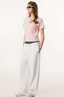 Panel-Waist Wide-Leg Sweatpants - White