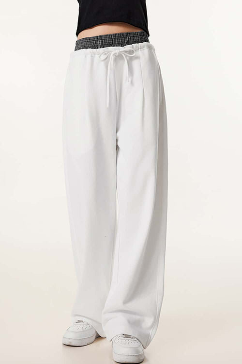 Panel-Waist Wide-Leg Sweatpants - White
