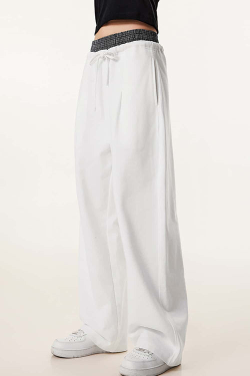 Panel-Waist Wide-Leg Sweatpants - White