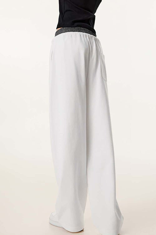 Panel-Waist Wide-Leg Sweatpants - White