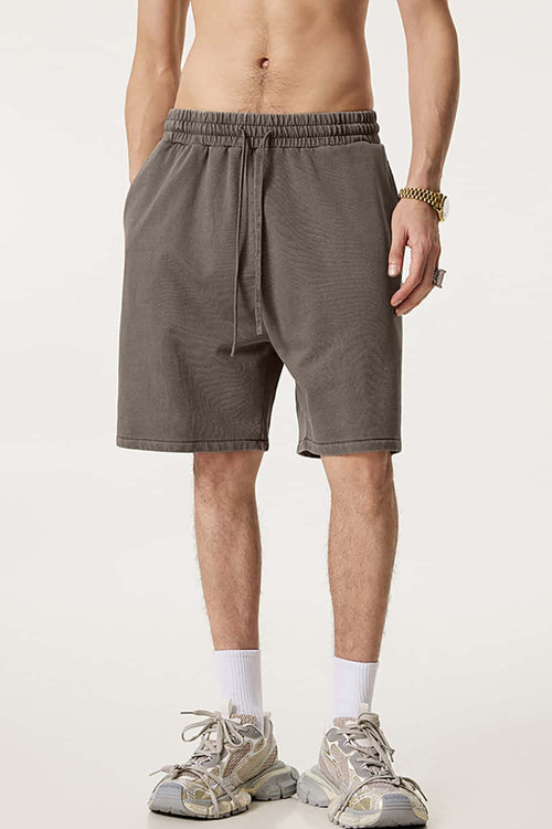 Heavyweight Washed Cotton Shorts - Coffee