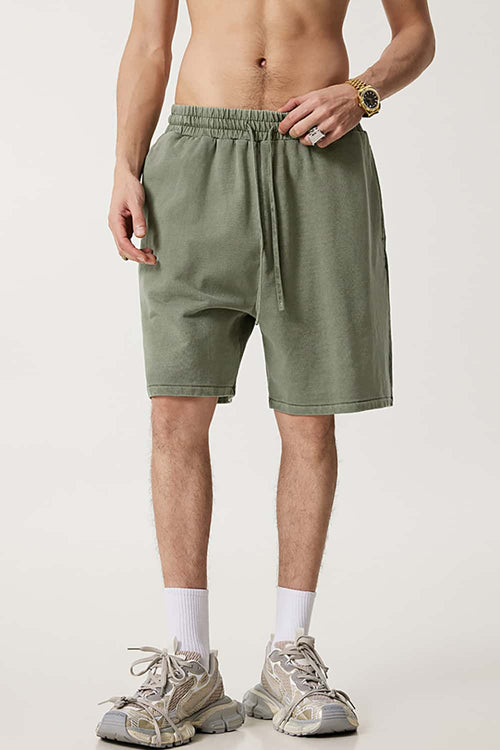 Heavyweight Washed Cotton Shorts - Grayish Green