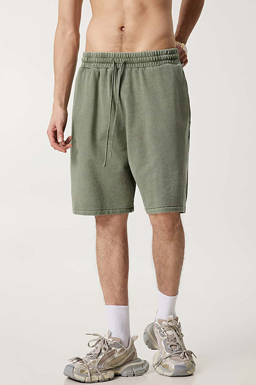 Heavyweight Washed Cotton Shorts - Grayish Green
