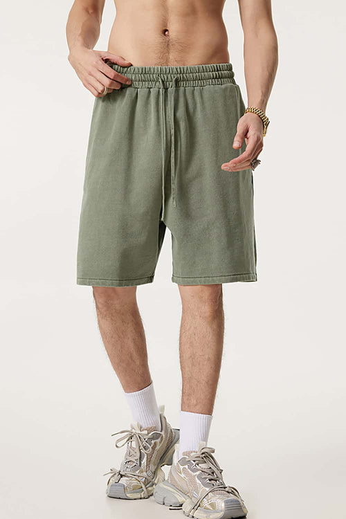 Heavyweight Washed Cotton Shorts - Grayish Green