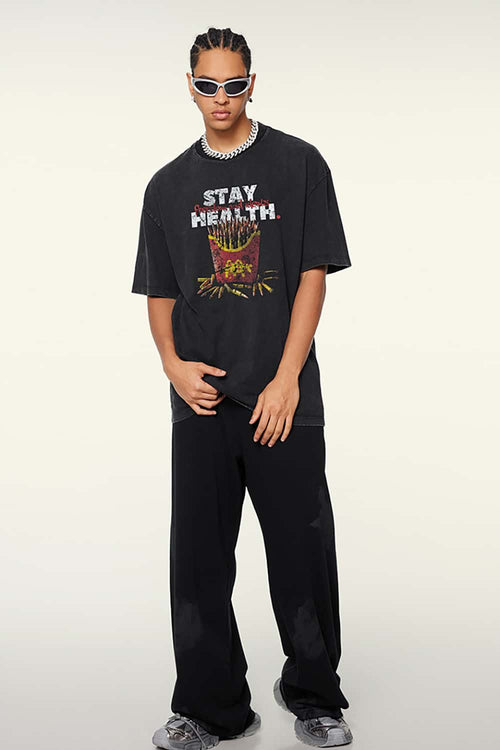 Playful Graphic Relaxed Short-Sleeve Tee - Fried Snowflakes