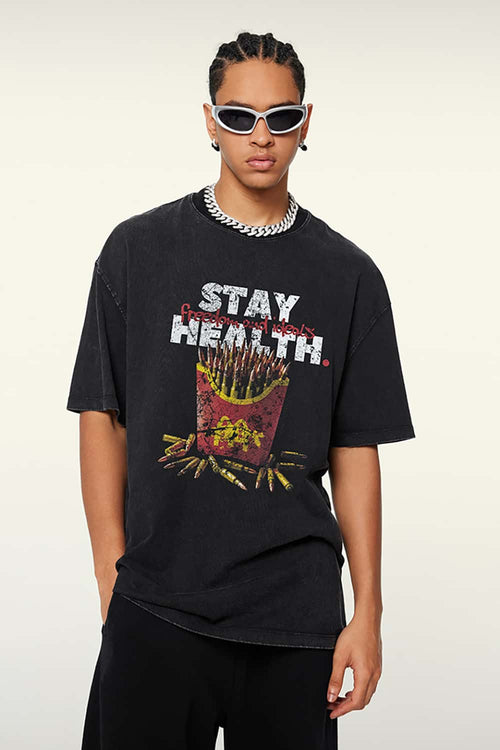 Playful Graphic Relaxed Short-Sleeve Tee - Fried Snowflakes