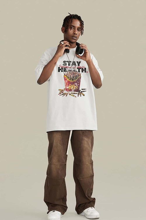 Playful Graphic Relaxed Short-Sleeve Tee - White