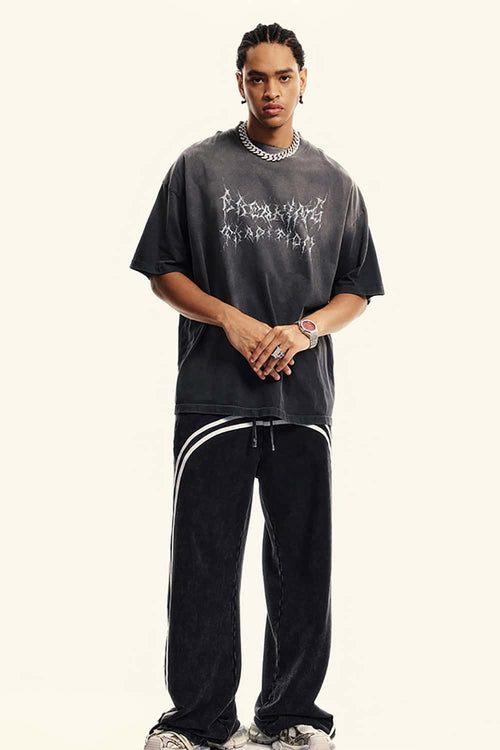 Gradient Vine Graphic Short-Sleeve Tee - Dark Gray