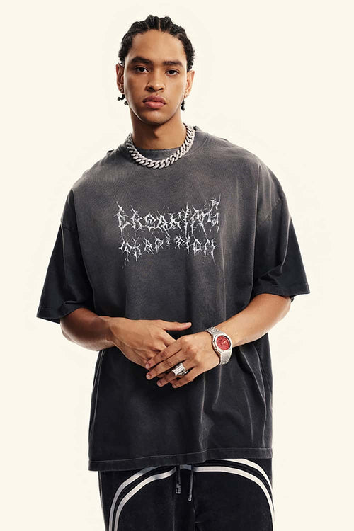 Gradient Vine Graphic Short-Sleeve Tee - Dark Gray