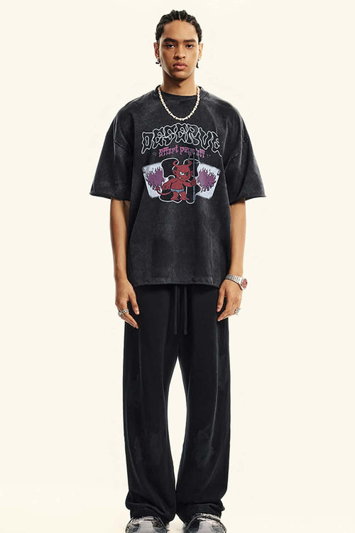 Vintage Washed Heavyweight Graphic Tee - Slate Black