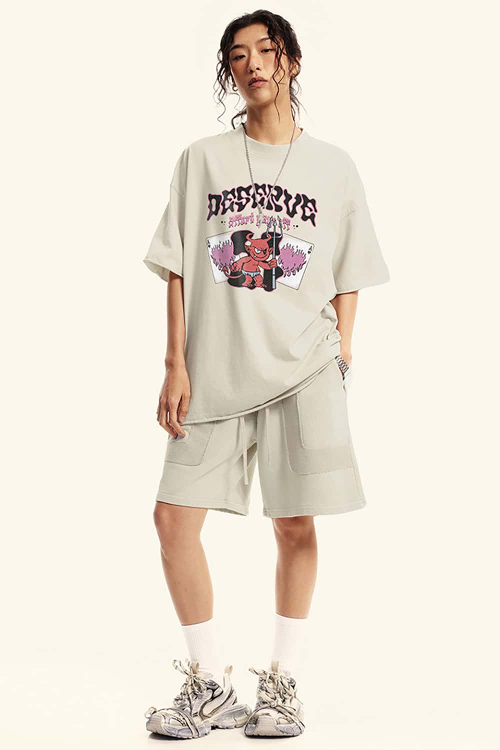 "Deserve" Vintage Washed Cotton Graphic T-Shirt