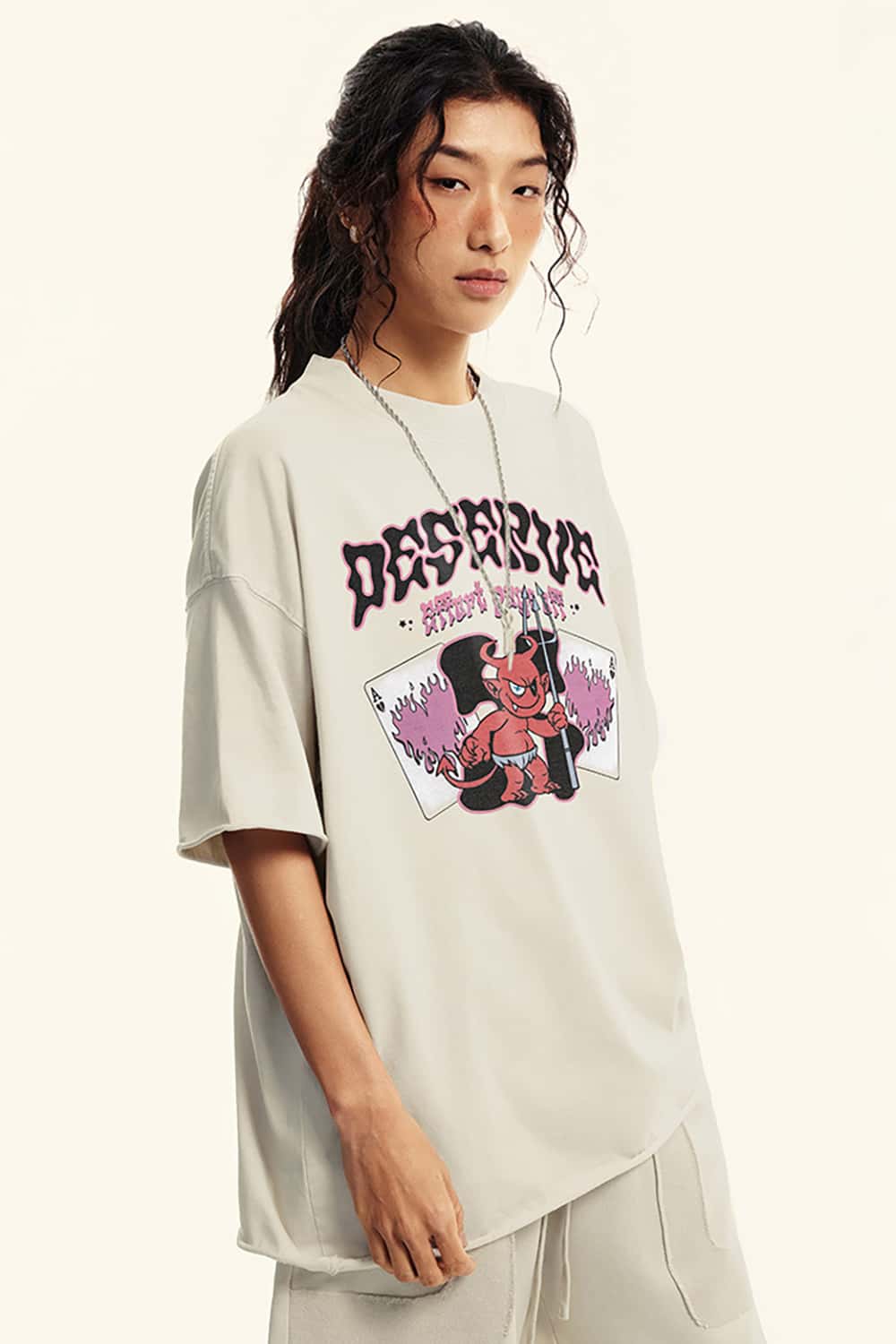"Deserve" Vintage Washed Cotton Graphic T-Shirt