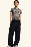 Washed Slim-Fit Graphic Tee - Dark Gray