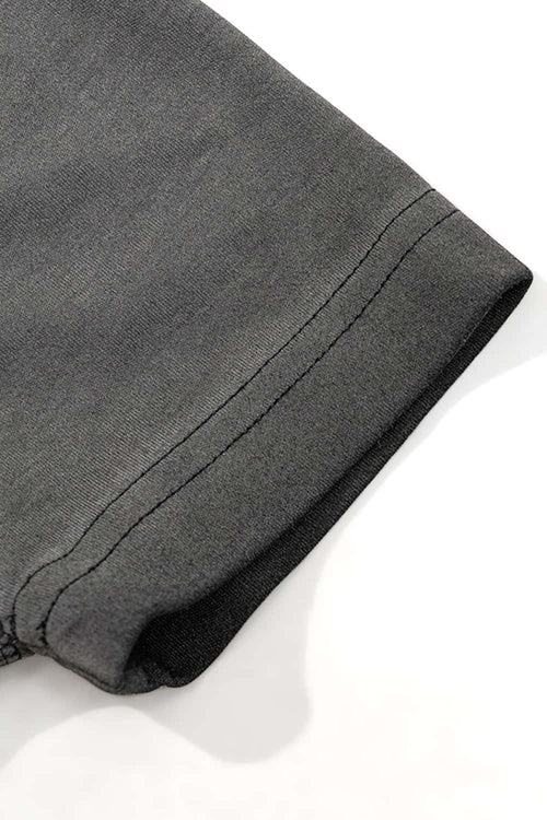 Washed Slim-Fit Graphic Tee - Dark Gray